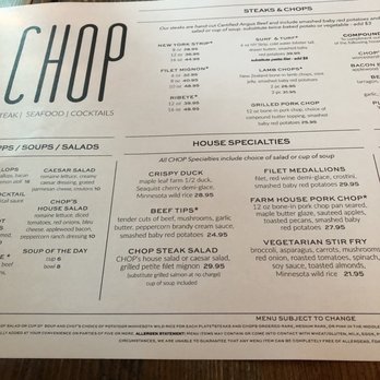 CHOP - Menu - Steakhouses Near Me - Sister Bay, Wisconsin CHOP - Menu - Steakhouses Near Me - Sister Bay, Wisconsin