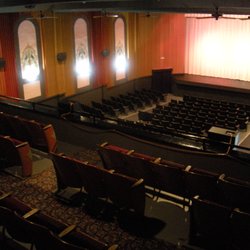 Sherman Theatre - View of stage and auditorium featuring 1928 peacocks and roses.