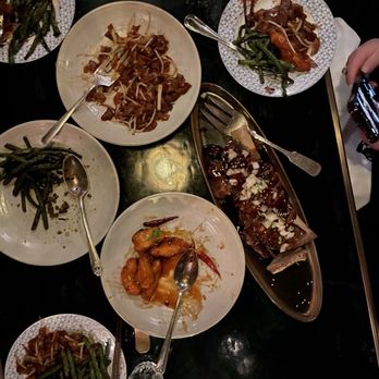 Mott 32 - Entrees - short rib, green beans, general tso chicken (so good) and beef flat noodles. - Chinese Near Me - Las Vegas, Nevada