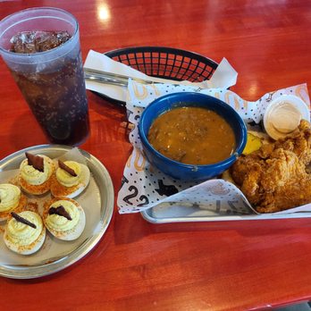 Tumble 22 - 2 Tenders with Baked beans, deviled eggs and a coke. - Chicken Shop Near Me - Cedar Park, Texas