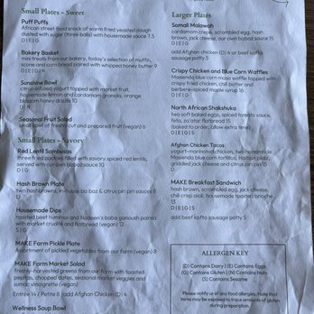 MAKE Cafe - Menu March 2025 - Breakfast & Brunch Near Me - San Diego, California