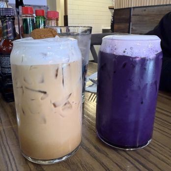 The Breakfast Club - Cookie Monster iced latte and ube iced latte - Breakfast & Brunch Near Me - San Mateo, California The Breakfast Club - Cookie Monster iced latte and ube iced latte - Breakfast & Brunch Near Me - San Mateo, California