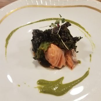 Archipelago - Cured king salmon loin with winter greens and a take on banana ketchup - Filipino Near Me - Seattle, Washington Archipelago - Cured king salmon loin with winter greens and a take on banana ketchup - Filipino Near Me - Seattle, Washington
