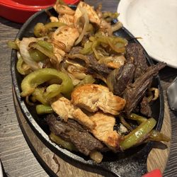 Beef and chicken fajitas. Had already eaten some out of it!