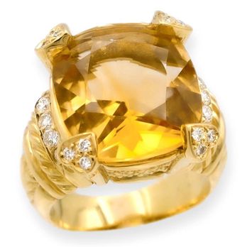 The Diamond Oak - Vintage 18K Yellow Gold Citrine and Diamond Cocktail Ring - Jewelry Near Me - New York, New York The Diamond Oak - Vintage 18K Yellow Gold Citrine and Diamond Cocktail Ring - Jewelry Near Me - New York, New York