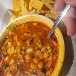 Pozole, supposed to be a cup. Cup $4.95  Bowl $8.50