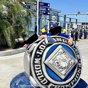 Dodger Stadium - Outside stadium gates World Series ring jumbo replica - Stadiums & Arenas Near Me - Los Angeles, California Dodger Stadium - Outside stadium gates World Series ring jumbo replica - Stadiums & Arenas Near Me - Los Angeles, California
