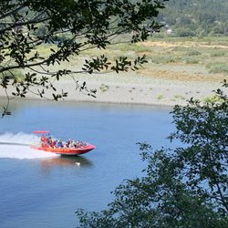 Rogue River Lodge At Snag Patch - One of many jet boats seen from our deck passing by on the Rogue River