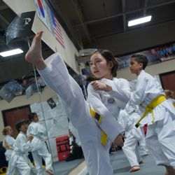 Master Shin's Taekwondo - Girl on Kick. Amelia