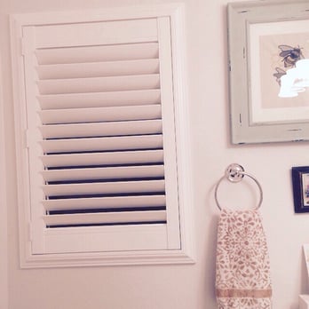Luv R Blinds - Vinyl shutter in the bathroom - Shades & Blinds Near Me - Norco, California Luv R Blinds - Vinyl shutter in the bathroom - Shades & Blinds Near Me - Norco, California