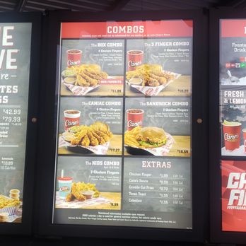 Raising Cane's Chicken Fingers - Drive-thru menu - Chicken Wings Near Me - Monrovia, California