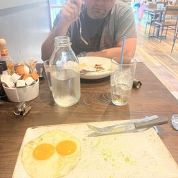 Mid meal avocado toast and Hawaiian pineapple French toast