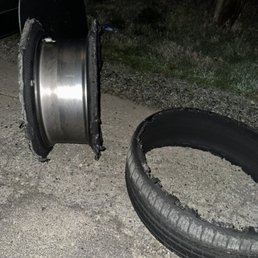 Blown rear left side tire at 1:30am Blown rear left side tire at 1:30am
