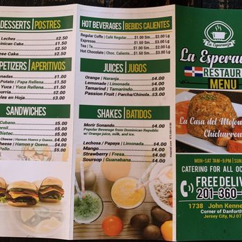 La Esperanza Restaurant - Menu as of 6/202 - Spanish Near Me - Jersey City, New Jersey