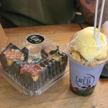 Cafe 86 - Ube flan cupcake, crack cheesecake and upside down halo halo - Desserts Near Me - Artesia, California