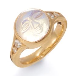 Jewels That Dance - 14k gold Moonstone and diamond ring