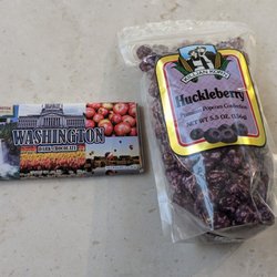 Pike and Pine by Hudson - I got a Washington Dark Chocolate bar and a bag of Huckleberry flavored popcorn. Total was $13.98