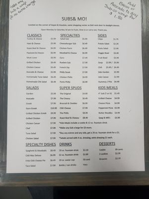 Menu photo 2 Subs & Mo Broken Arrow, OK Menu photo 2 Subs & Mo Broken Arrow, OK