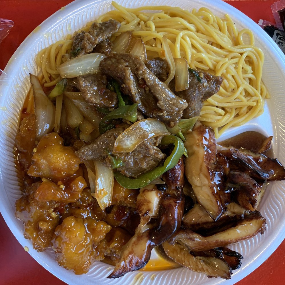 Low mein, Orange Chicken, Teriyaki Chicken and Broccoli and beef Low mein, Orange Chicken, Teriyaki Chicken and Broccoli and beef