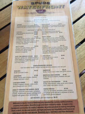 Menu photo 8 Spuds Waterfront Grill Sandpoint, ID