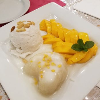 Thai Way - Sticky rice with mango and coconut - Thai Near Me - Santa Ana, California Thai Way - Sticky rice with mango and coconut - Thai Near Me - Santa Ana, California