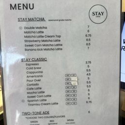 Drink menu May 2026