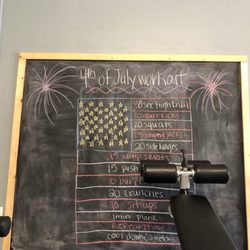 Edge Fitness - Fourth of July suggested workout board - changes every week