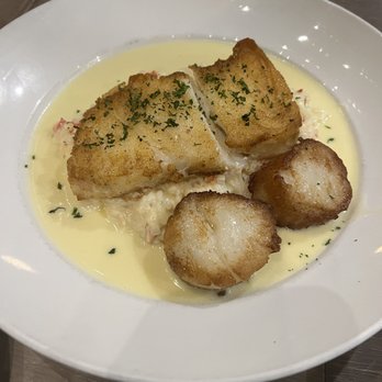 Salt on Mass - Sea Bass in lemon butter with lobster risotto and Dover scallops - Seafood Near Me - Indianapolis, Indiana Salt on Mass - Sea Bass in lemon butter with lobster risotto and Dover scallops - Seafood Near Me - Indianapolis, Indiana