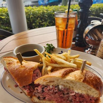 Houston's Restaurant - French Dip sandwich with crisp fries was delicious! I added Iced Tea to the meal. - American Near Me - Pompano Beach, Florida Houston's Restaurant - French Dip sandwich with crisp fries was delicious! I added Iced Tea to the meal. - American Near Me - Pompano Beach, Florida