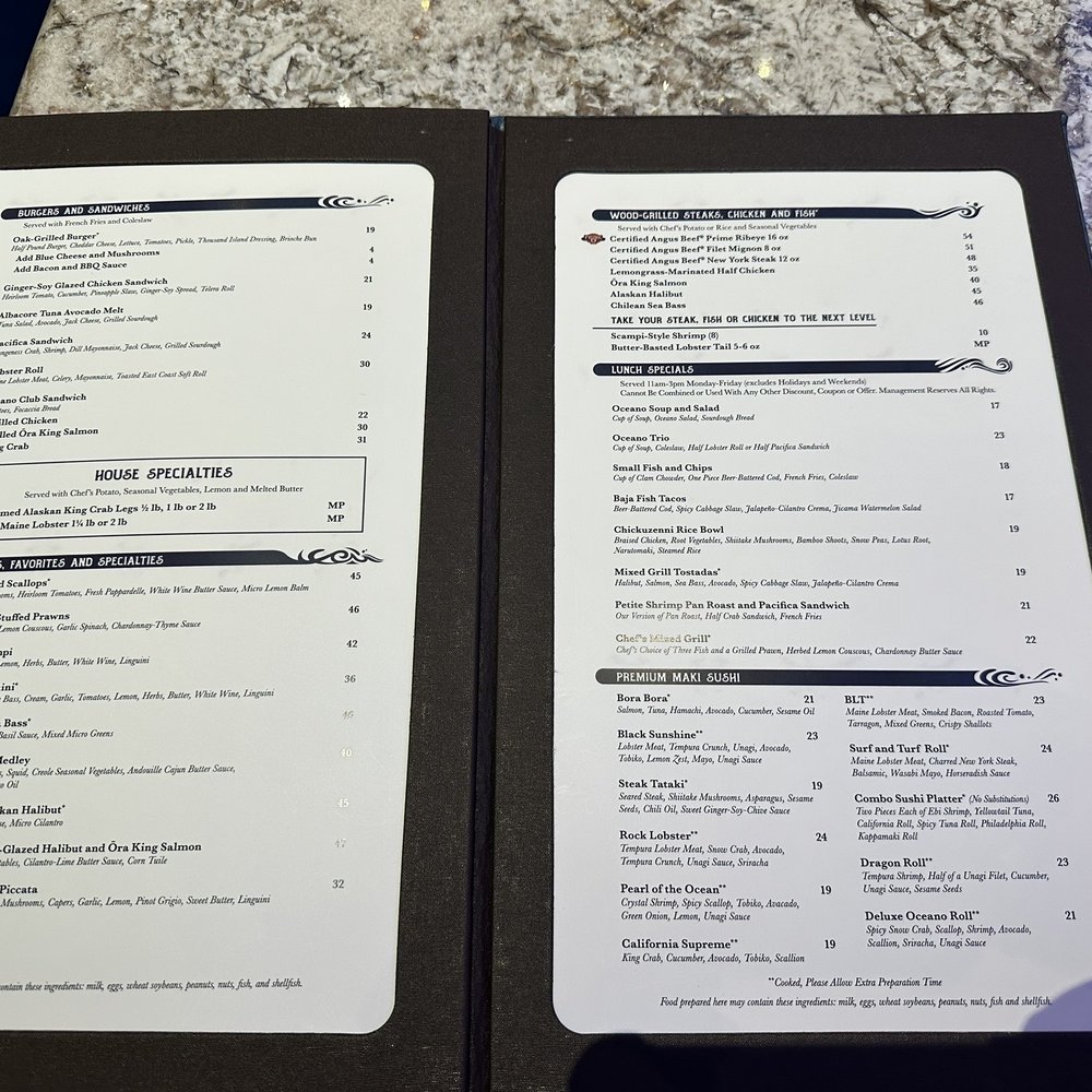 Oceano - Menu - Seafood Near Me - Reno, Nevada Oceano - Menu - Seafood Near Me - Reno, Nevada