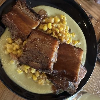 Figo Wine Bar - Pork Belly - Leek Cream, Corn Succotash, Veal Demi Glaze - Wine Bars Near Me - Chicago, Illinois