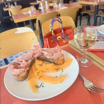 Fiat Cafe - Prosciutto and Melon Cantaloupe Bruschetta - Italian Near Me - New York, New York Fiat Cafe - Prosciutto and Melon Cantaloupe Bruschetta - Italian Near Me - New York, New York