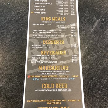 Rusty Taco - Menu - Tex-Mex Near Me - Gilbert, Arizona Rusty Taco - Menu - Tex-Mex Near Me - Gilbert, Arizona