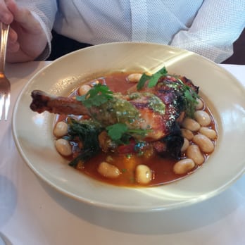 Chez Panisse - Braised chicken leg with shell beans - New American Near Me - Berkeley, California Chez Panisse - Braised chicken leg with shell beans - New American Near Me - Berkeley, California