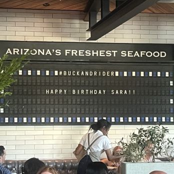 Buck & Rider - A happy birthday appeared on their seafood market menu, this restaurant really takes the personal experience to a new level - Seafood Near Me - Phoenix, Arizona Buck & Rider - A happy birthday appeared on their seafood market menu, this restaurant really takes the personal experience to a new level - Seafood Near Me - Phoenix, Arizona