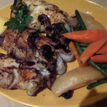 Pantheon Restaurant - grilled calamari dinner. can you believe it? 3 dead squids on one plate! - Greek Near Me - Toronto, Ontario Pantheon Restaurant - grilled calamari dinner. can you believe it? 3 dead squids on one plate! - Greek Near Me - Toronto, Ontario