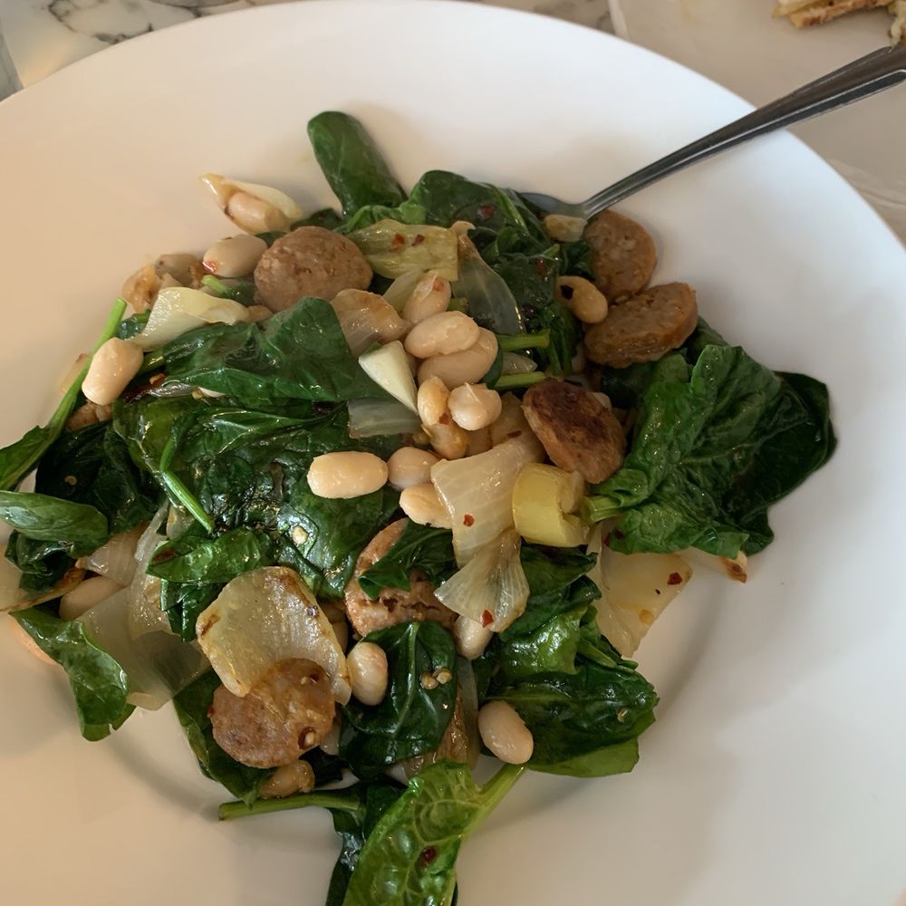 Beans and greens. There was twice as much as we shared this. Beans and greens. There was twice as much as we shared this.