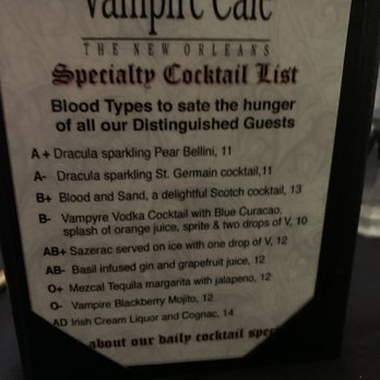 Vampire Cafe - Drink menu - Cafes Near Me - New Orleans, Louisiana