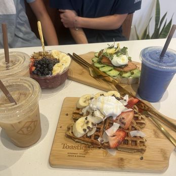 Toastique - Protein Waffle Original Acai Bowl Blue Mystique Smoothie Iced Latte Smoked Salmon Toast - Breakfast & Brunch Near Me - Westlake Village, California Toastique - Protein Waffle Original Acai Bowl Blue Mystique Smoothie Iced Latte Smoked Salmon Toast - Breakfast & Brunch Near Me - Westlake Village, California