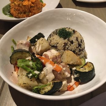Divya's Kitchen - Roasted seasonal veggies (taro/potatoes/zucchini/carrots/parsnips/broccoli) with quinoa/wild rice pilaf served with tahini sauce - Vegan Near Me - New York, New York Divya's Kitchen - Roasted seasonal veggies (taro/potatoes/zucchini/carrots/parsnips/broccoli) with quinoa/wild rice pilaf served with tahini sauce - Vegan Near Me - New York, New York