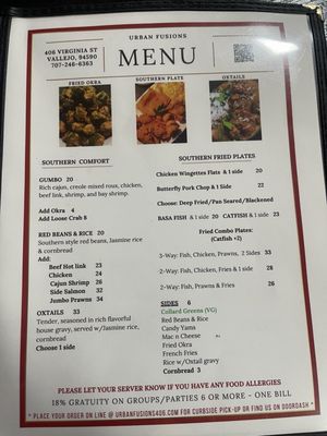 Menu photo 1 Urban Fusions Vallejo, CA Menu photo 1 Urban Fusions Vallejo, CA