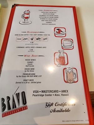 Menu photo 6 Bravo Restaurant Aiea, HI Menu photo 6 Bravo Restaurant Aiea, HI