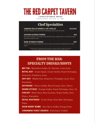 Menu photo 7 Red Carpet Tavern Dayton, OH Menu photo 7 Red Carpet Tavern Dayton, OH