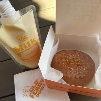 Old Ferry Donut - Creme Brulee Donut Hand Made Banana Milk napkin - Donuts Near Me - San Gabriel, California Old Ferry Donut - Creme Brulee Donut Hand Made Banana Milk napkin - Donuts Near Me - San Gabriel, California