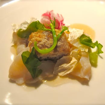 Attica - slow cooked pork belly (tasted like an Asian style pork) and pearl oyster meat with radish - Wine Bars Near Me - Ripponlea, VIC Attica - slow cooked pork belly (tasted like an Asian style pork) and pearl oyster meat with radish - Wine Bars Near Me - Ripponlea, VIC
