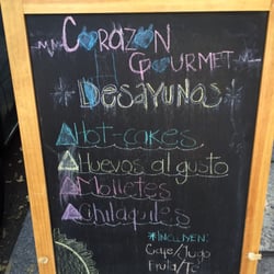 Corazon Gourmet - Menú desayunos