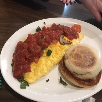 Three Forks Cafe - Omelet with salsa and an English muffin - American Near Me - Three Forks, Montana Three Forks Cafe - Omelet with salsa and an English muffin - American Near Me - Three Forks, Montana