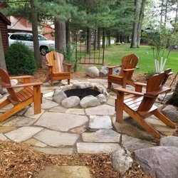 Nelson's Outdoor Lighting and Lawn Sprinklers - Circle flag stone fire pit patio 16'