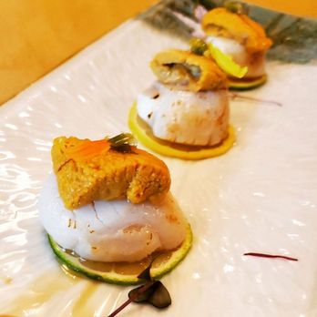 Sushi Street - Uni with jumbo scallops - Sushi Bars Near Me - Keller, Texas Sushi Street - Uni with jumbo scallops - Sushi Bars Near Me - Keller, Texas