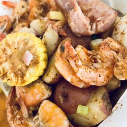 Capt Hai's Fresh Seafood Market & Convenience Stre - Low Country Boil: shrimp, sausage, corn, potatoes, boiled eggs.